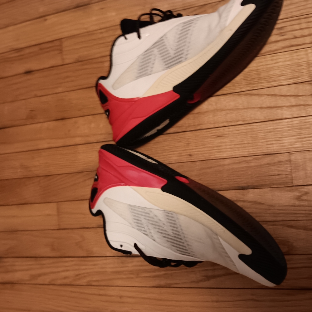 New Balance Men's White Black Red Athletic Sneakers - Picture 7 of 8